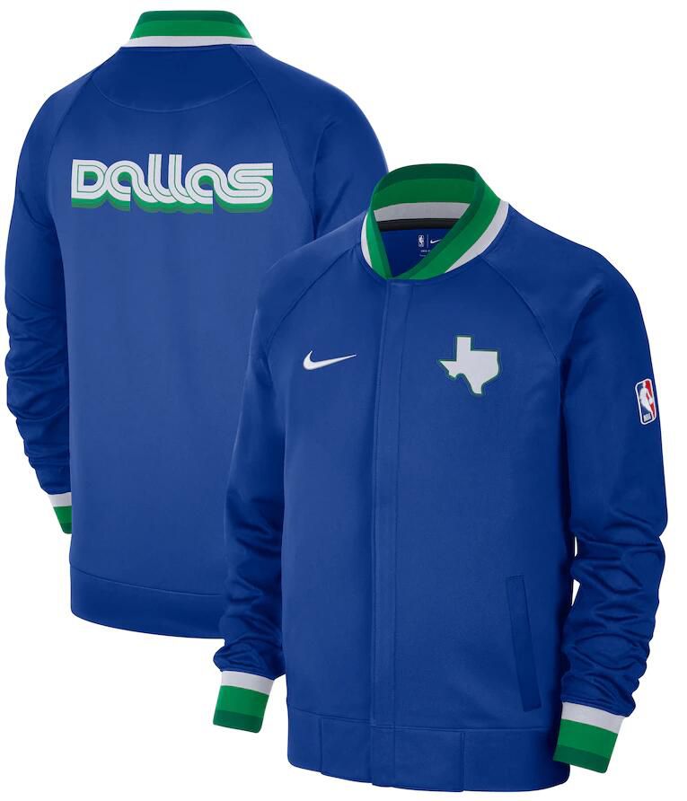 Men Dallas Mavericks Blue Nike City Edition Full Zip Jacket 2023 NBA Jersey
